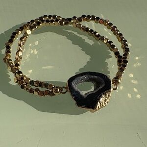 Park Lane Gold and Black Geode Bracelet